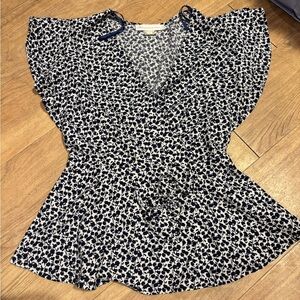 Monteau Black and White Patterned Blouse